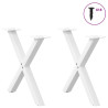 Pés de mesa de centro em forma de X 2 peças aço branco 50x(42-43) cm 3