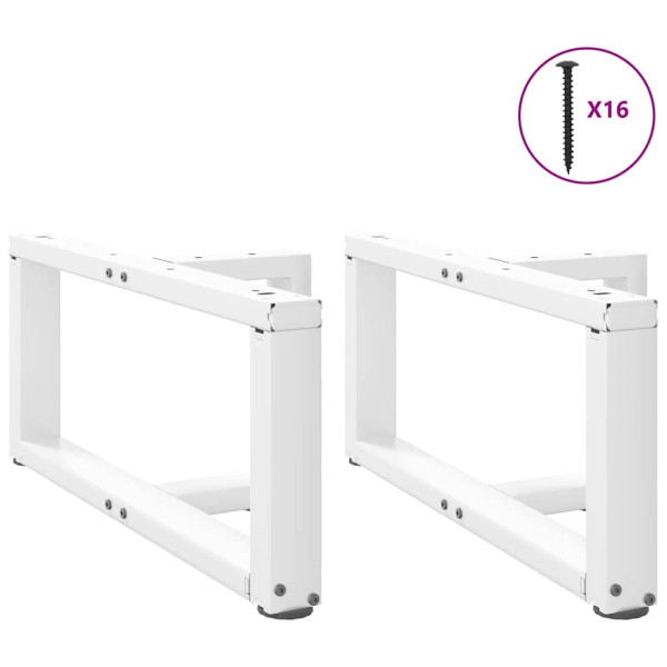 Pés para mesa de centro em forma de T. 2 peças. branco. 60x25x(30-31) cm. aço M 3