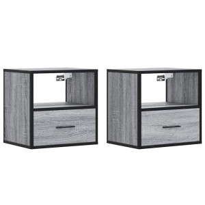 Mesas de cabeceira de parede 2 pcs 40x31x39.5cm cinzento sonoma H