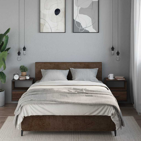 Mesitas de noche pared 2 uds color roble marrón 40x31x39.5 cm M 3