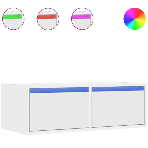 Mueble de TV con luces LED blanco 75x35.5x25 cm M 2