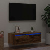Mueble de TV con luces LED envejecida 75x35.5x25 cm 1