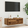 Mueble de TV con luces LED envejecida 75x35.5x25 cm 4