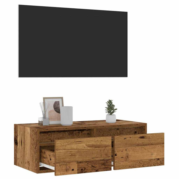 Mueble de TV con luces LED envejecida 75x35.5x25 cm M 5