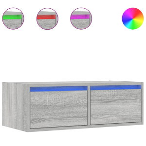 Mueble de TV con luces LED sonoma gris 75x35.5x25 cm H