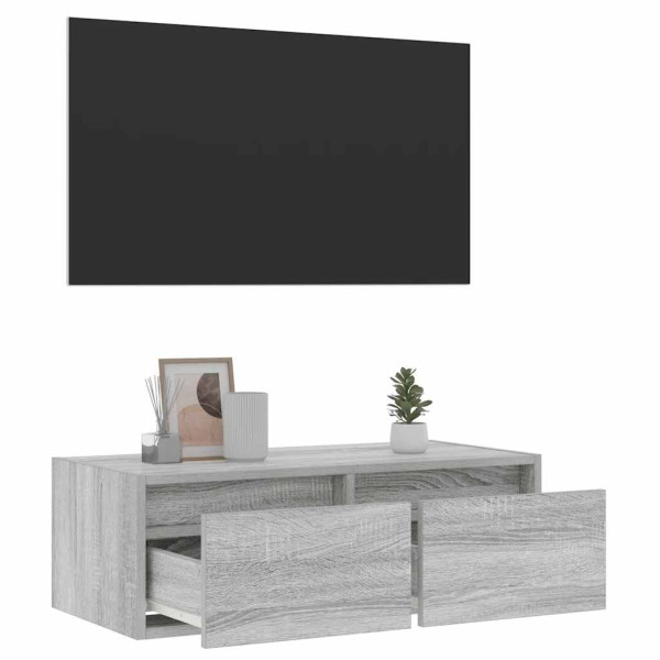 Mueble de TV con luces LED sonoma gris 75x35.5x25 cm M 5