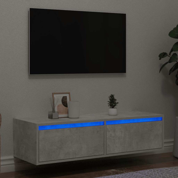 Mueble de TV con luces LED gris hormigón 100X35.5x25 cm D