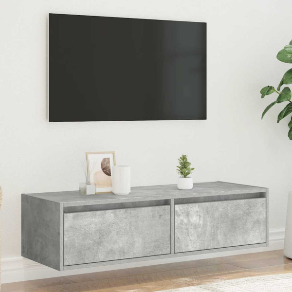 Mueble de TV con luces LED gris hormigón 100X35.5x25 cm M 4
