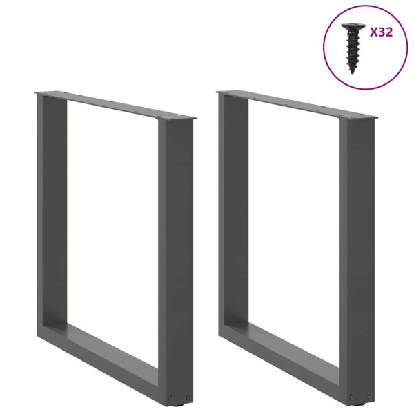 Pés para mesa de jantar em formato de U. 2 peças. antracite. 90x (72-73) cm. aço M 3