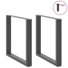 Pés para mesa de jantar em formato de U. 2 peças. antracite. 90x (72-73) cm. aço 3