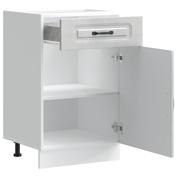 Armário baixo de cozinha Kalmar betão madeira projetada cinza M 5