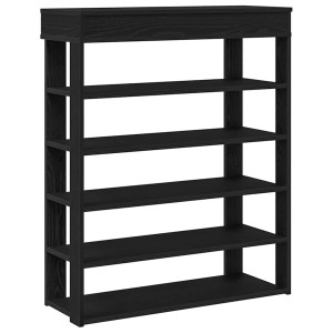 Mueble zapatero de madera de ingeniería negro 80x30x98 cm H