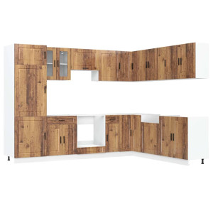 Mueble cocina Porto madera vieja 14 pzas madera contrachapada H