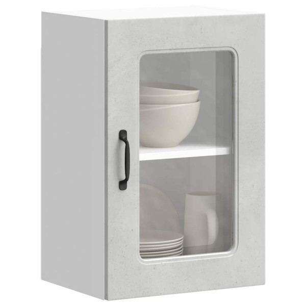 Armario pared cocina puerta de cristal Kalmar gris hormigón D