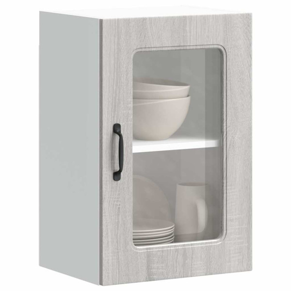 Armario pared cocina puerta de cristal Kalmar sonoma gris D
