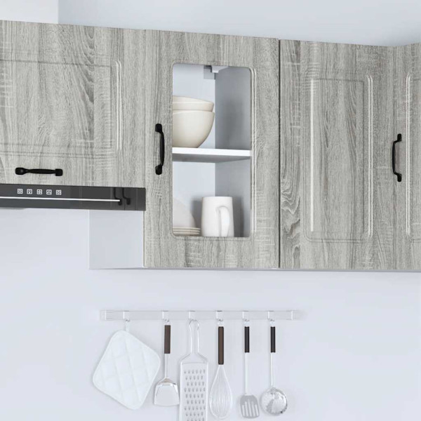 Armario pared cocina puerta de cristal Kalmar sonoma gris M 4