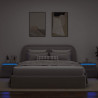Mesitas de noche de pared con luces LED 2 unidades gris Sonoma 5