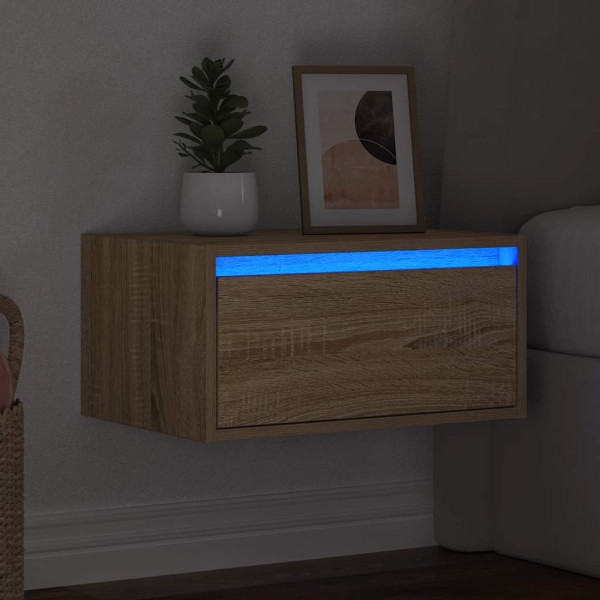 Mesa de cabeceira de parede com luzes LED carvalho sonoma M 5