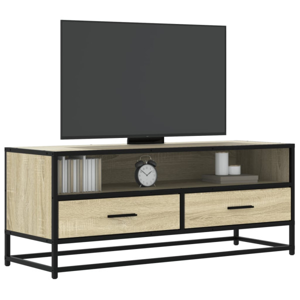 Mueble TV metal y madera ingeniería roble Sonoma 100x34.5x40 cm D