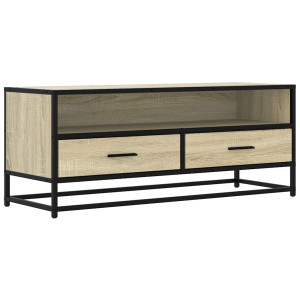 Mueble TV metal y madera ingeniería roble Sonoma 100x34.5x40 cm H