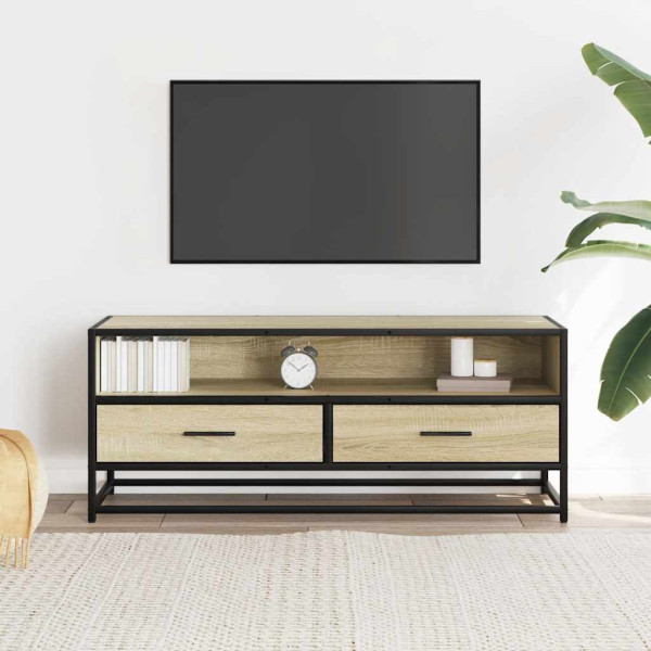 Mueble TV metal y madera ingeniería roble Sonoma 100x34.5x40 cm M 3