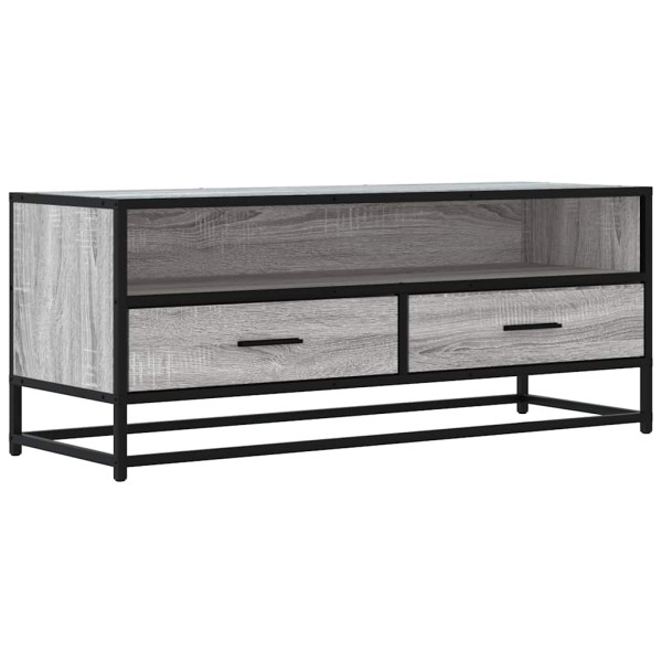 Mueble TV metal y madera ingeniería gris Sonoma 100x34.5x40 cm M 2