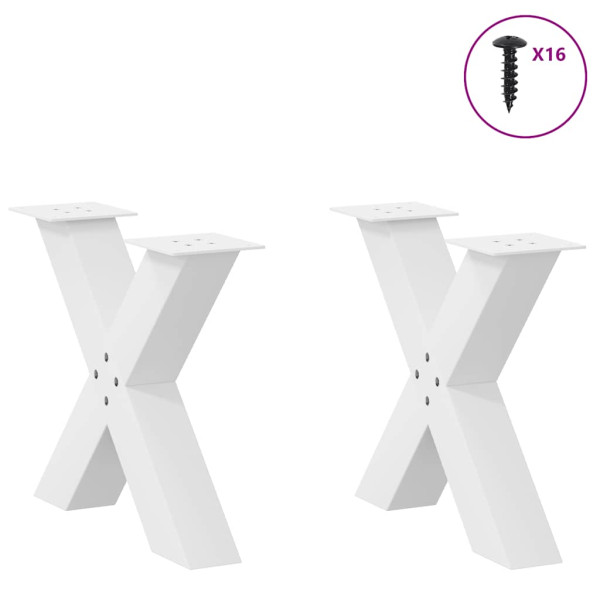 Pés para mesa de centro em formato de X. 2 peças. branco. 60x (42-43) cm. aço M 3
