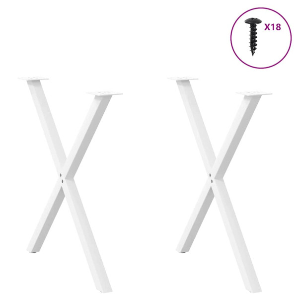 Patas para mesa de comedor en forma de X 2 uds acero blanco M 3