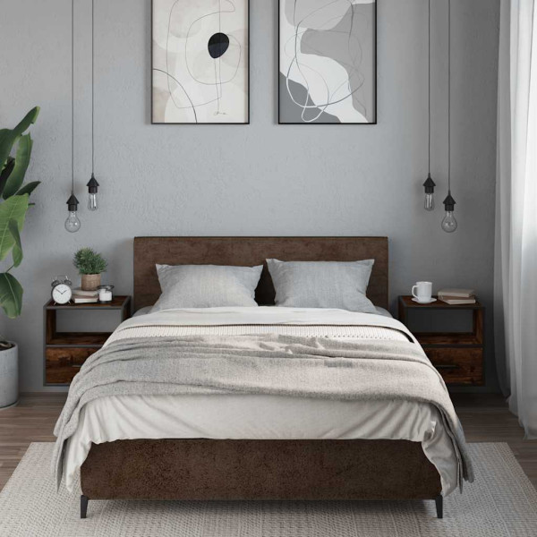 Mesitas de noche pared 2 uds color roble ahumado 40x31x39.5 cm M 3