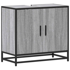 Mueble lavabo baño madera contrachapada sonoma gris 65x33x60 cm H
