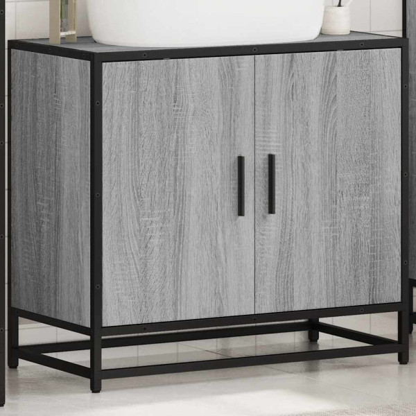 Mueble lavabo baño madera contrachapada sonoma gris 65x33x60 cm M 4