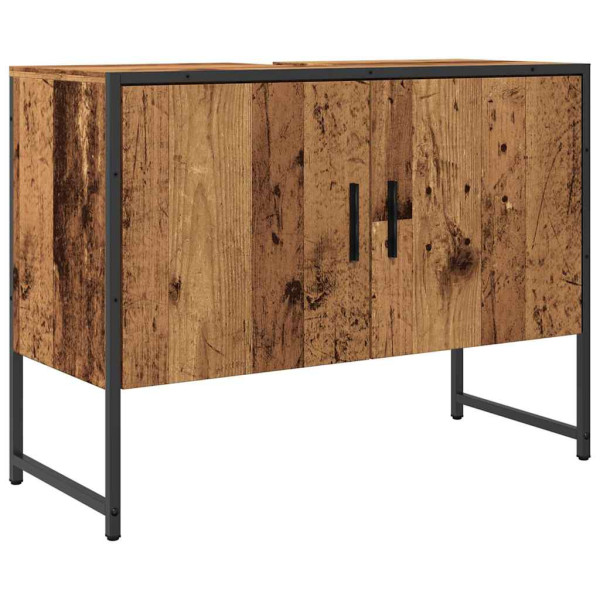 Mueble de lavabo madera de ingeniería envejecida 80x33x60 cm M 2