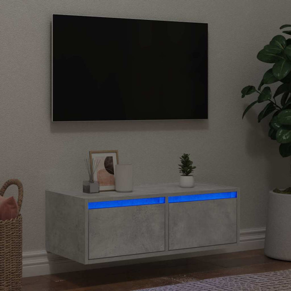 Mueble de TV con luces LED gris hormigón 75x35.5x25 cm D
