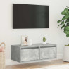 Mueble de TV con luces LED gris hormigón 75x35.5x25 cm 4