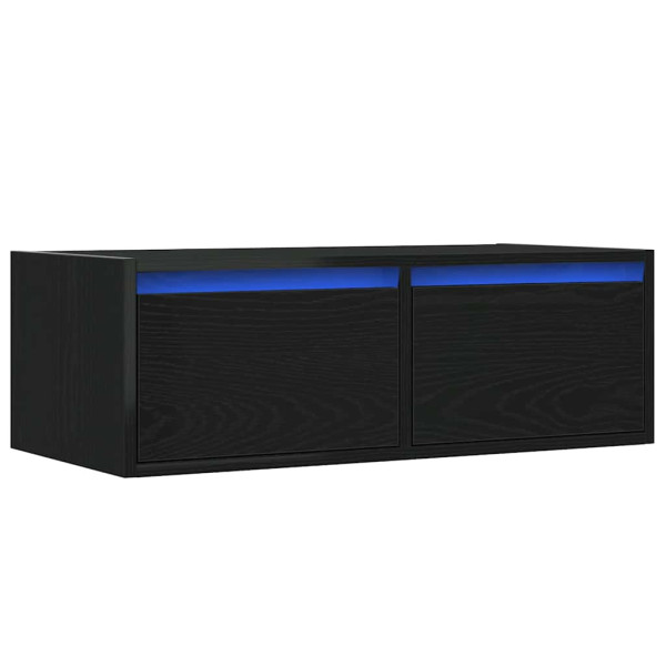 Mueble de TV con luces LED roble negro 75x35.5x25 cm M 3