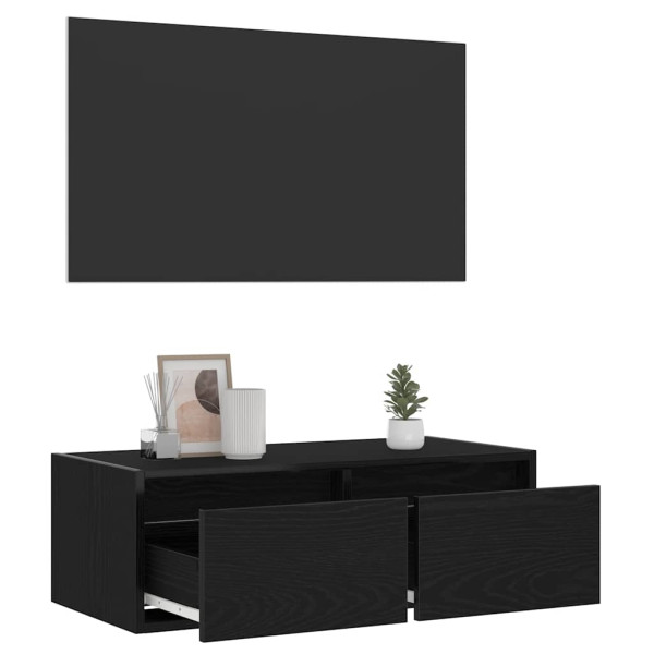 Móvel de TV com luzes LED 75x35.5x25 cm carvalho preto M 5