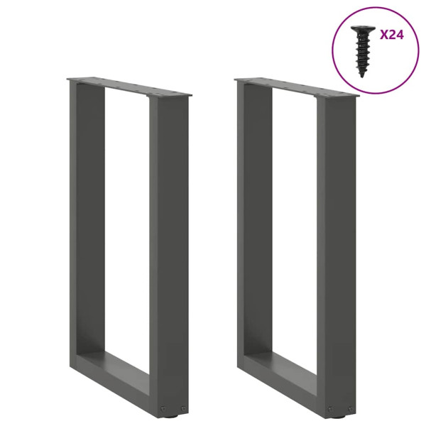 Pés para mesa de jantar em formato de U. 2 peças. antracite. 50x(72-73) cm. aço M 3
