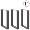 Patas mesa centro forma U 3 uds antracita 70x(72-73) cm acero 3