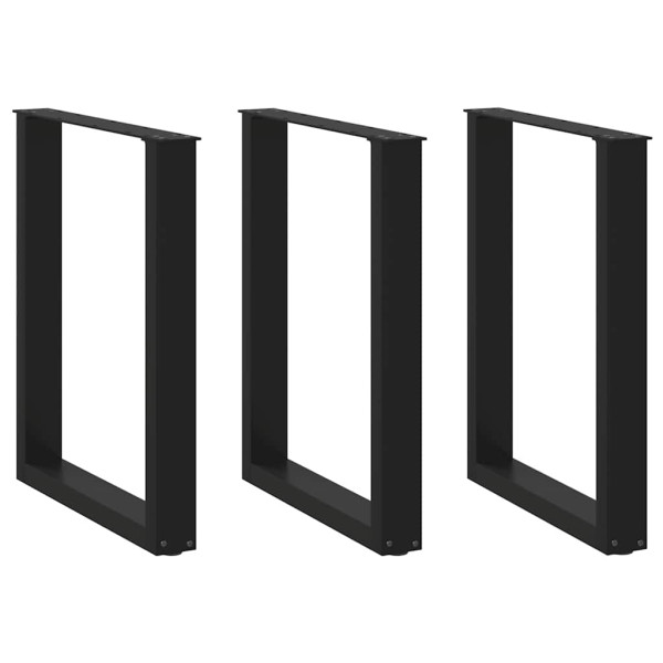 Patas para mesa centro forma U 3 uds acero negro 70x(72-73) cm D