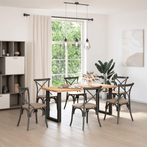 Patas para mesa centro forma U 2 uds acero negro 70x(72-73) cm H