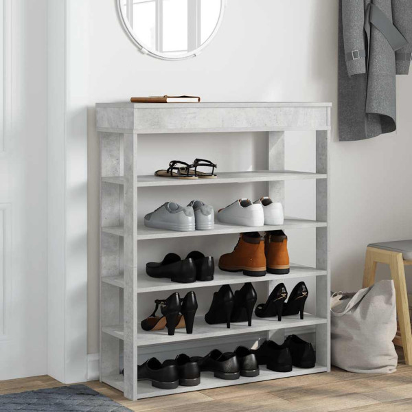 Mueble zapatero madera contrachapada gris hormigón 80x30x98 cm M 3