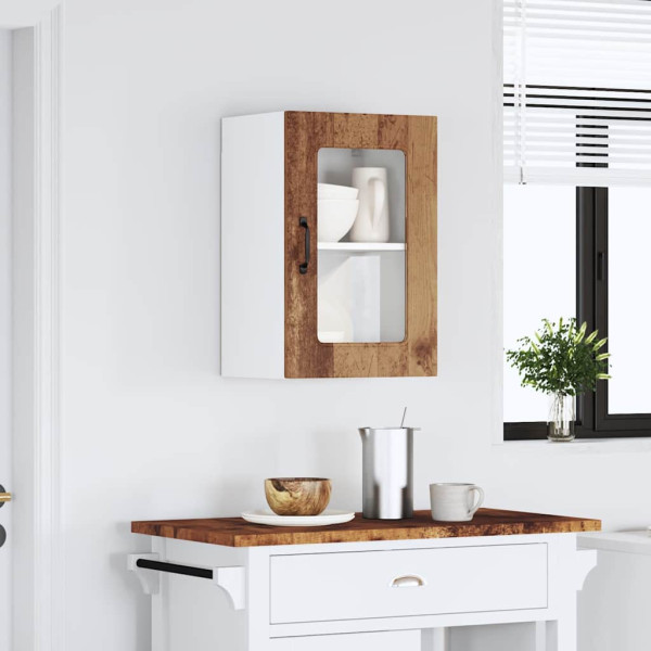 Armario pared cocina puerta de cristal Kalmar madera vieja M 3