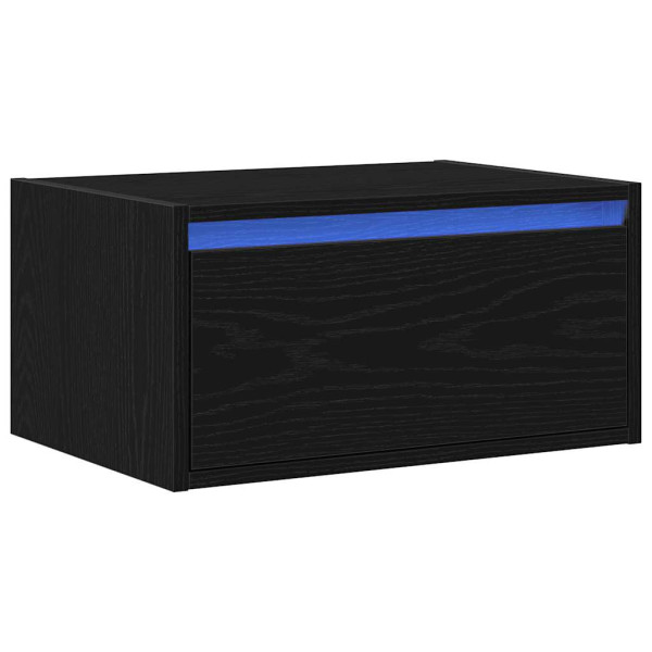 Mesa de cabeceira de parede com luzes LED carvalho preto M 3