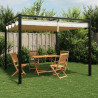 Gazebo de jardim com teto retrátil 3x3 m aço creme 2
