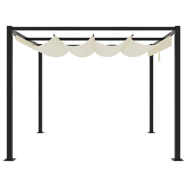 Gazebo de jardim com teto retrátil 3x3 m aço creme M 4