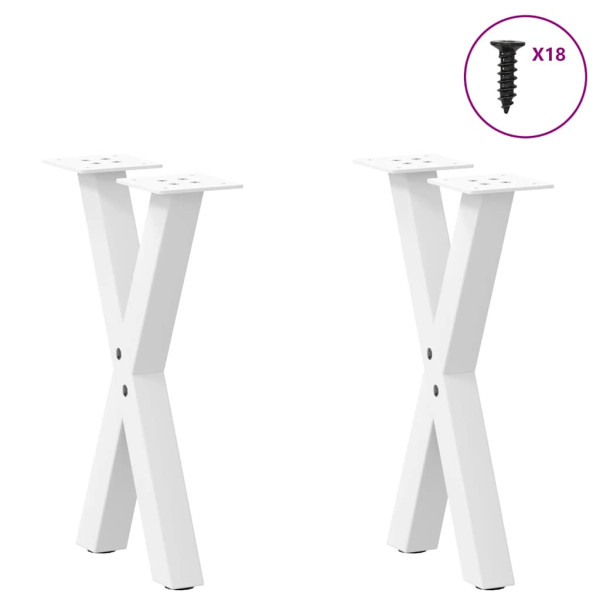 Patas de mesa de centro forma X 2uds acero blanco 28x(42-43) cm M 3