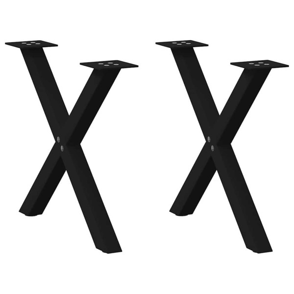 Patas de mesa de centro forma X 2uds acero negro 38x(42-43) cm D