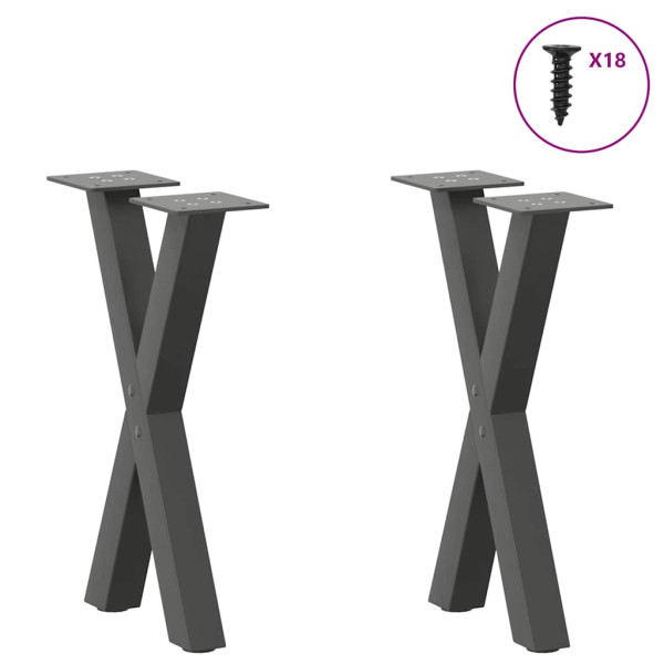 Pés para mesa de centro em formato de X. 2 peças. antracite. 38x(42-43) cm. aço M 3