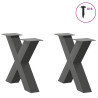 Pés para mesa de centro em formato de X. 2 peças. antracite. 50x (42-43) cm. aço 3