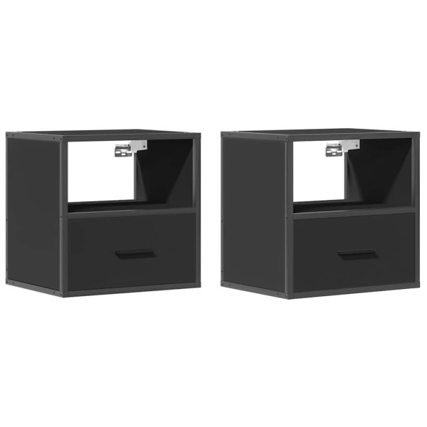 Mesas de cabeceira de parede 2 pcs 40x31x39.5 cm preto M 2
